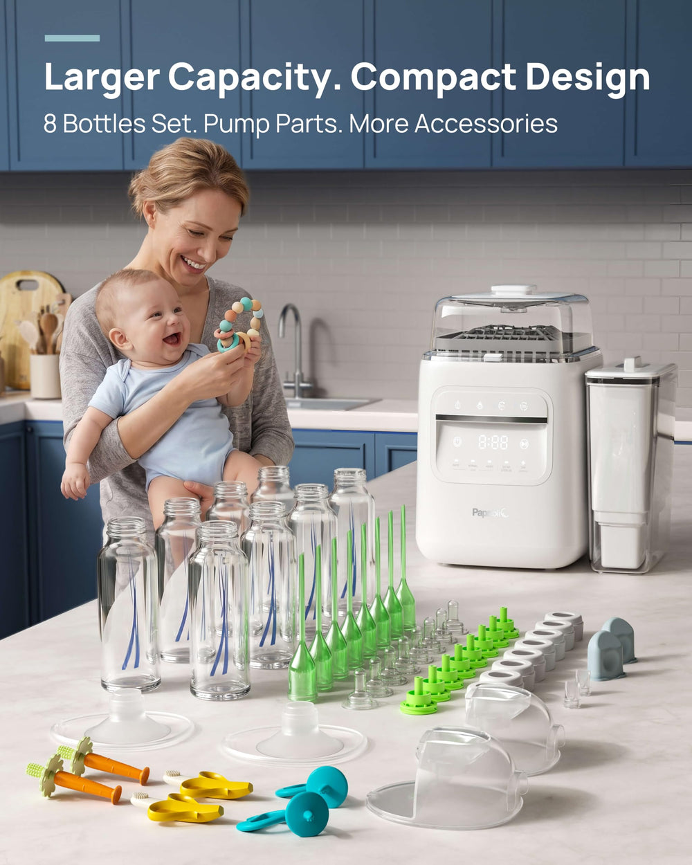 Papablic loaded with eight bottles demonstrating higher capacity