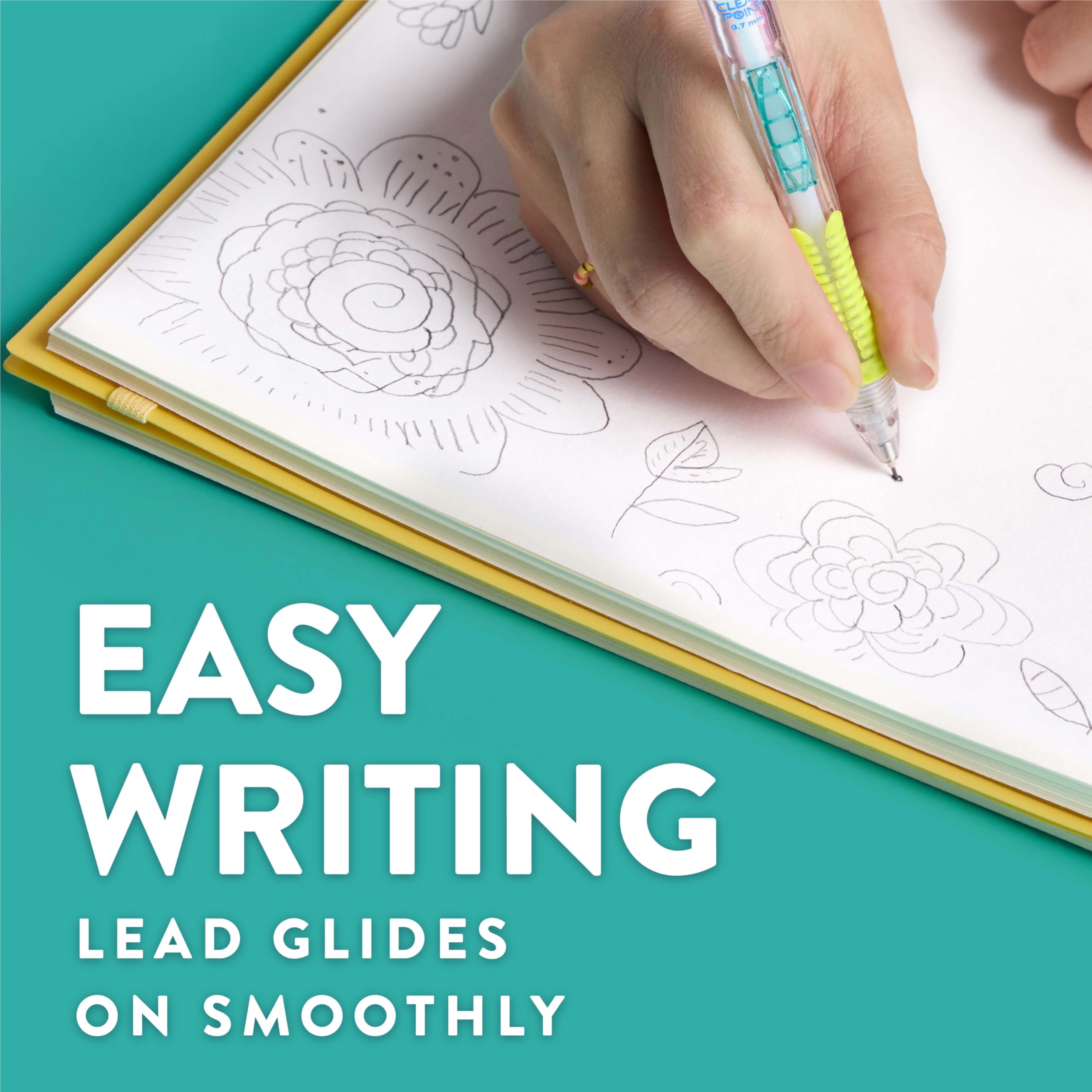 Paper Mate Clearpoint comparación tamaño en mano para evaluar ergonomía