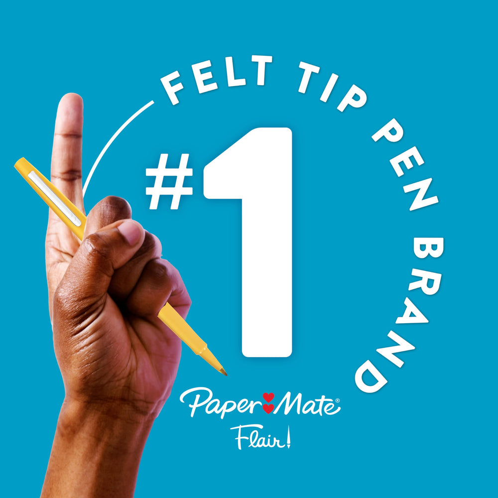 Paper Mate etiqueta y tapa del bolígrafo indicando modelo Flair