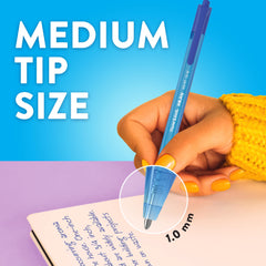 Paper Mate bolígrafo InkJoy 100RT en uso por estudiante, facilita tomar apuntes largos
