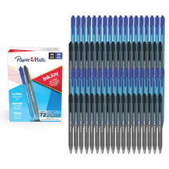 Paper Mate bolígrafo InkJoy 100RT vista frontal mostrando clip y cuerpo retráctil, mejora la organización