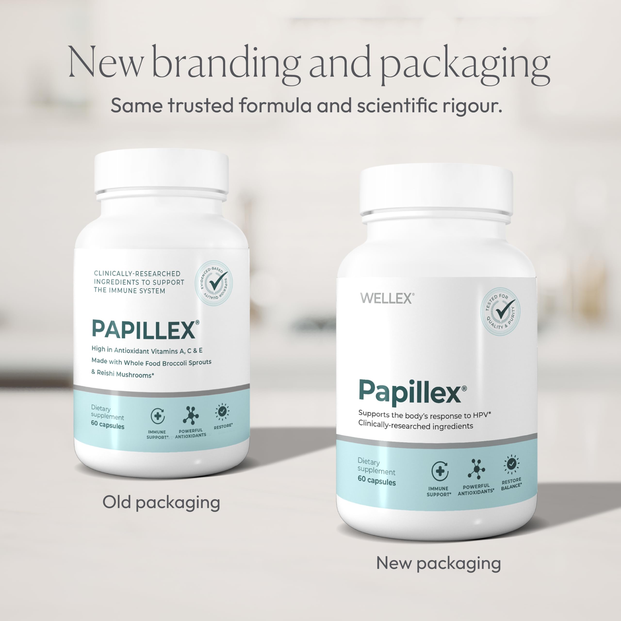 Papillex etiqueta detalle con lista de ingredientes naturales y garantía
