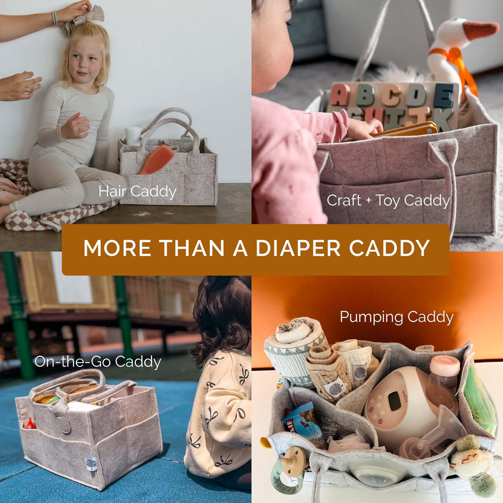 Parker Baby Co. caddy con accesorios de baño manteniendo orden
