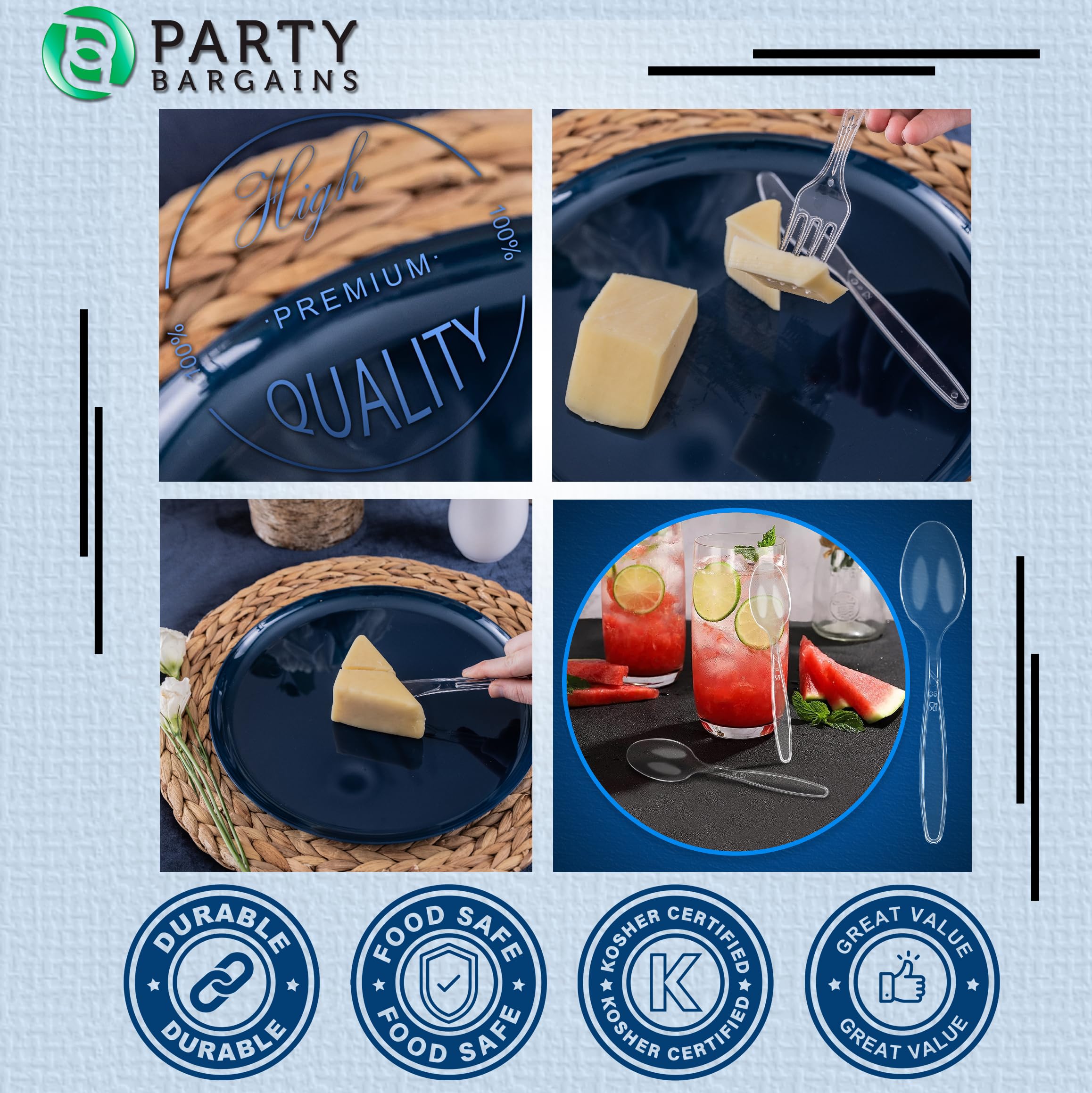 Party Bargains cubiertos en mesa montada, aporta estilo sin complicaciones