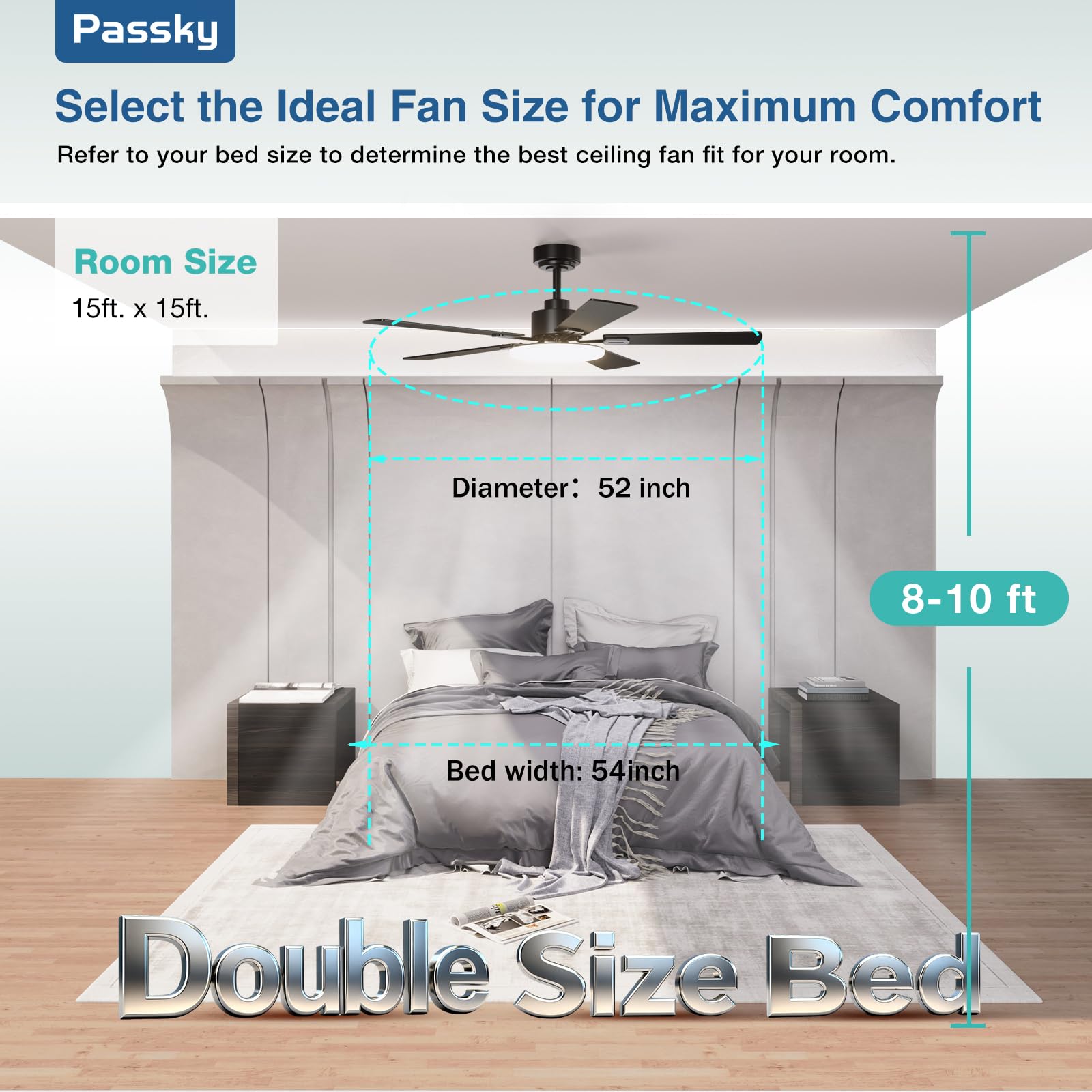 Passky app Bluetooth en móvil controla ventilador y luz fácilmente