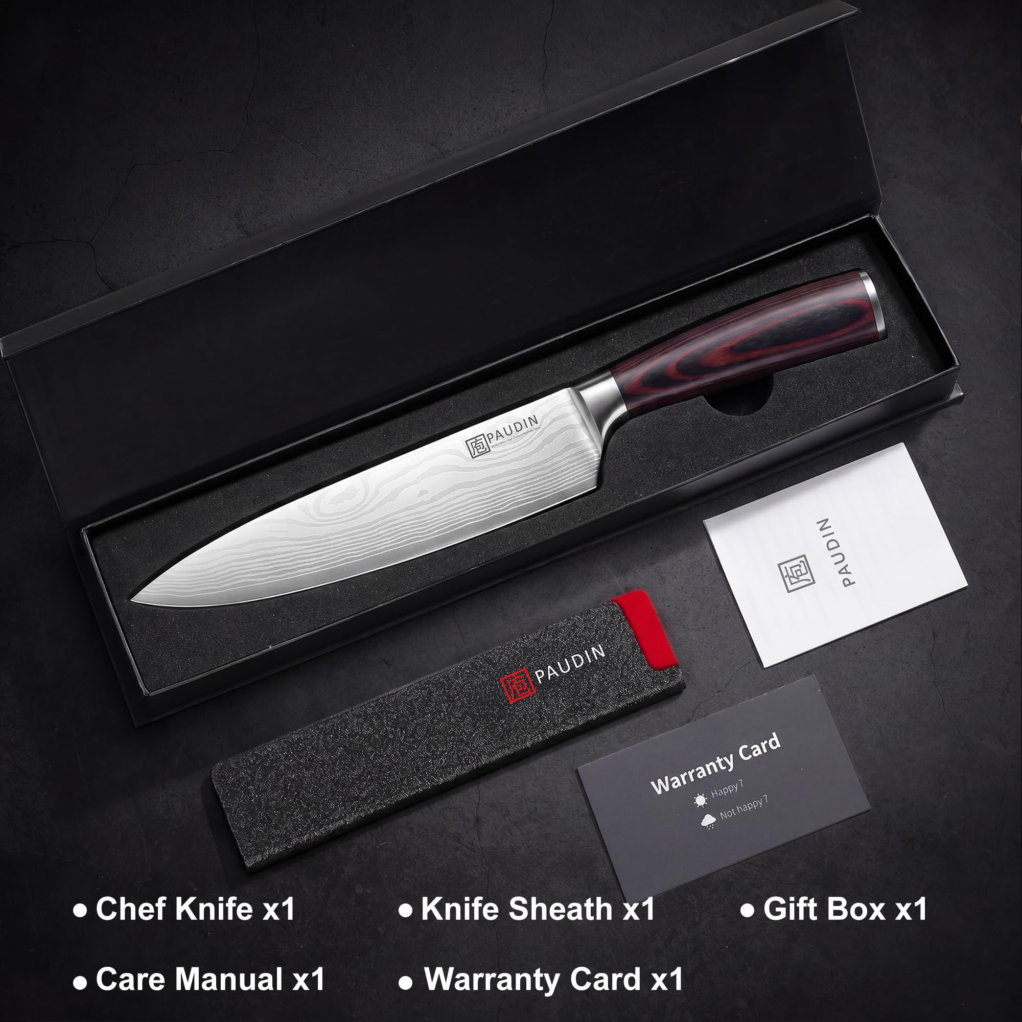 PAUDIN cuchillo en cocina real con ingredientes, herramienta profesional