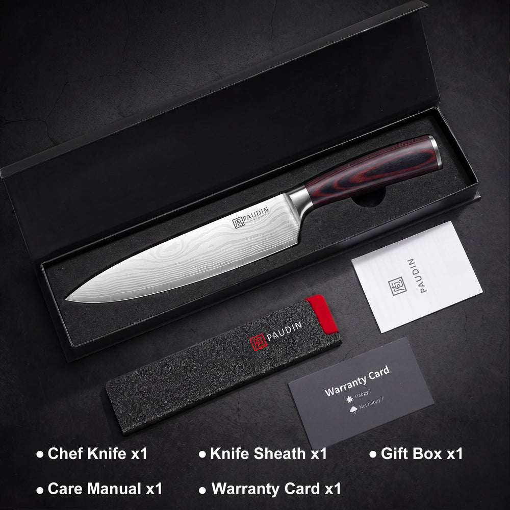 PAUDIN cuchillo en cocina real con ingredientes, herramienta profesional