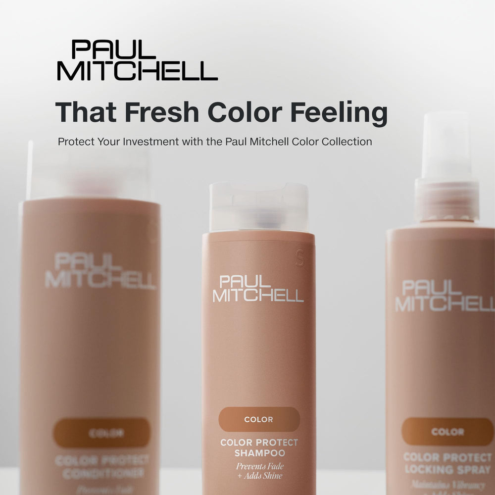 Paul Mitchell bottle staged in salon bathroom representing professional results at home