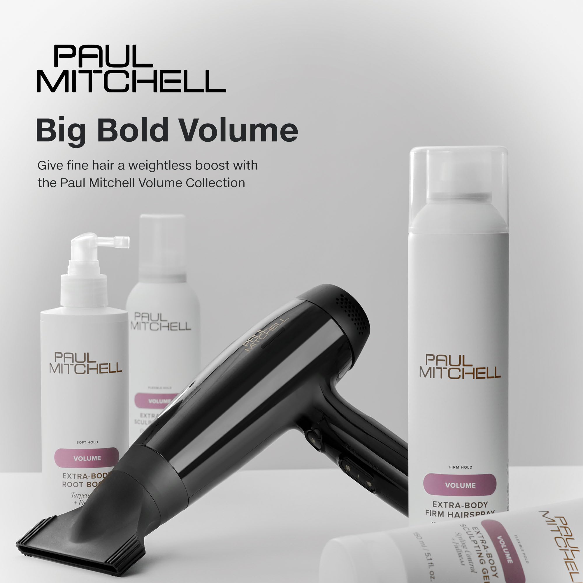 Cabello con más cuerpo tras usar Paul Mitchell Extra-Body en un ambiente de peinado cotidiano