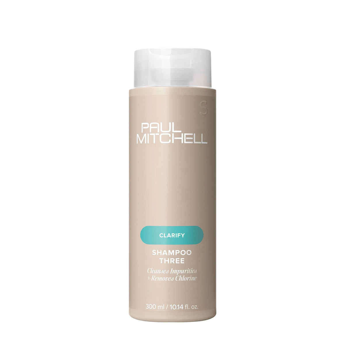 Paul Mitchell botella frontal mostrando el champú clarificante para nadadores