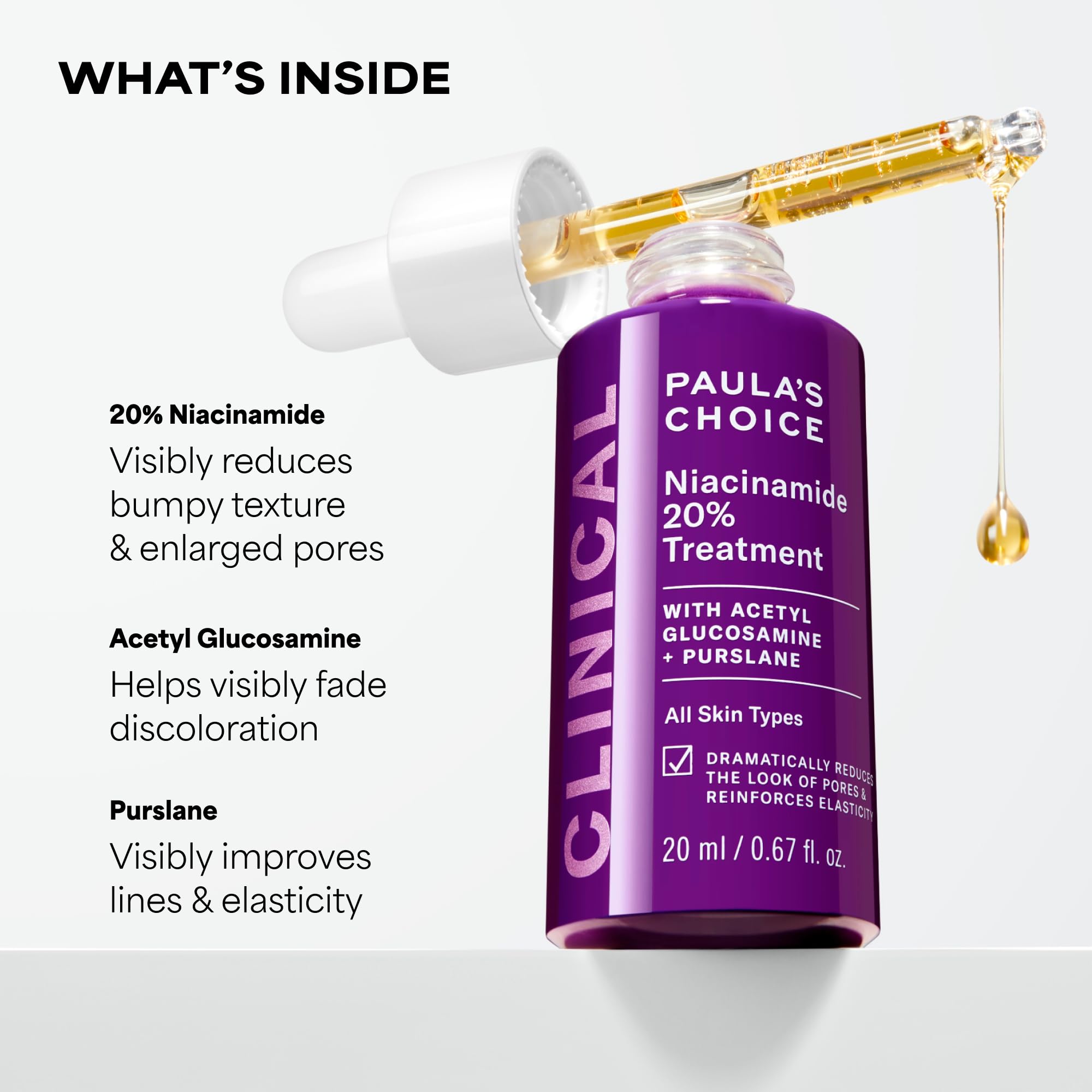 Paula's Choice sérum en la mano para comparar escala, ayuda a medir la dosis