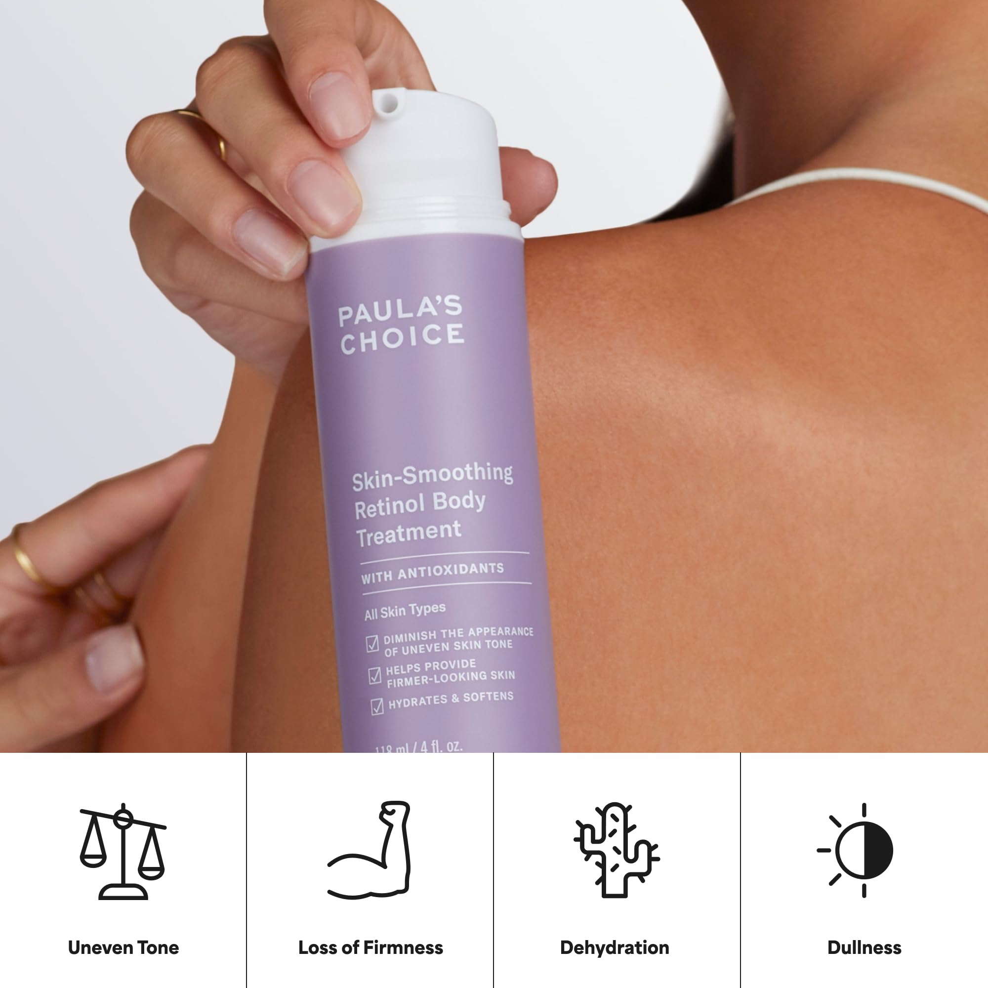 Paula's Choice tamaño del envase 118 ml en mano para referencia de uso