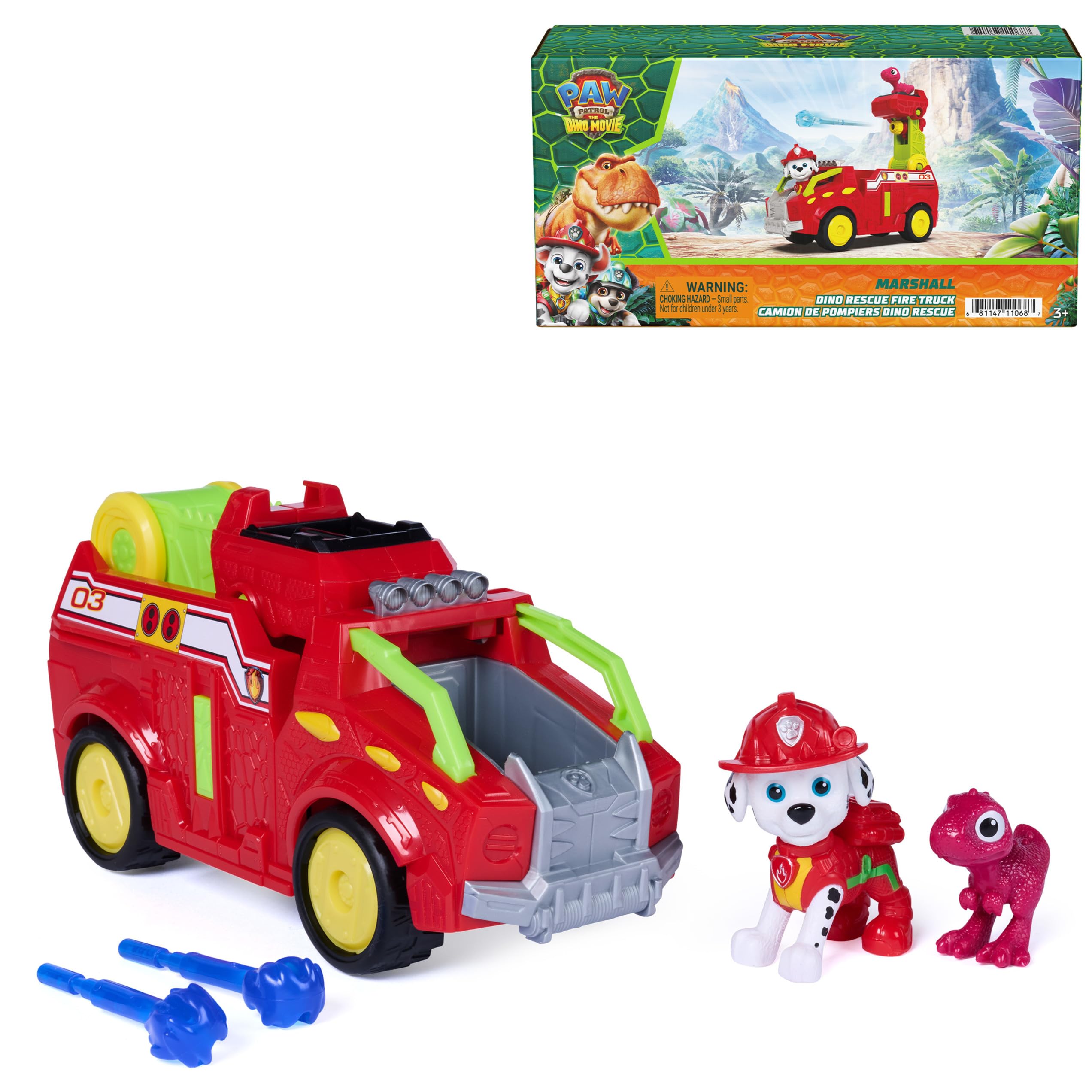 PAW Patrol camión frontal mostrando a Marshall y detalles resistentes