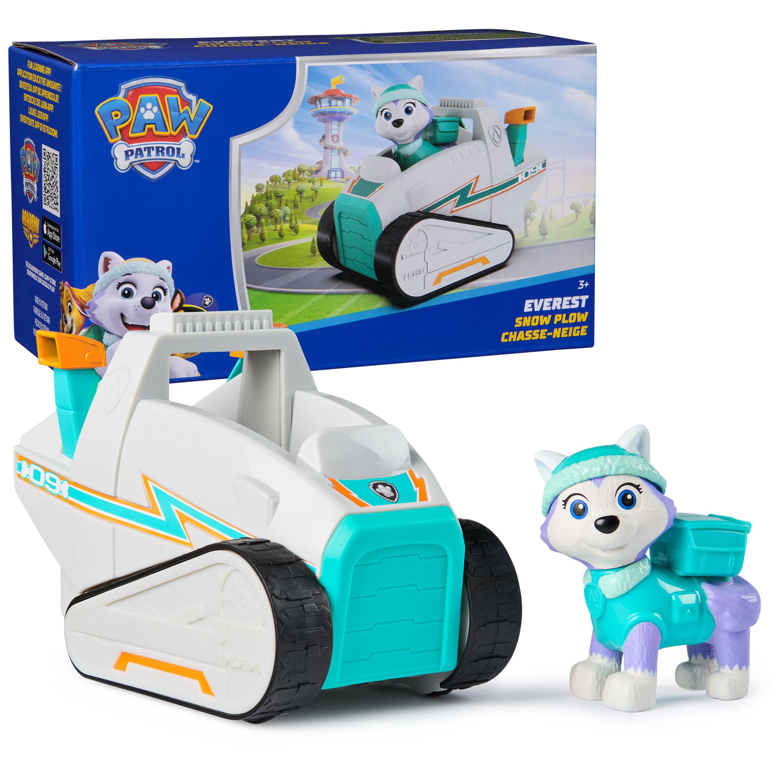 Paw Patrol Everest embalaje frontal muestra el set y atrae coleccionistas