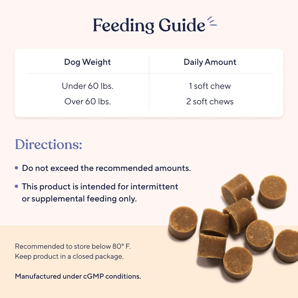 Etiqueta Pawfy con lista de 15 ingredientes para apoyo inmunitario