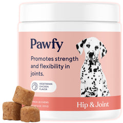 Pawfy envase frontal mostrando la marca y beneficios de movilidad