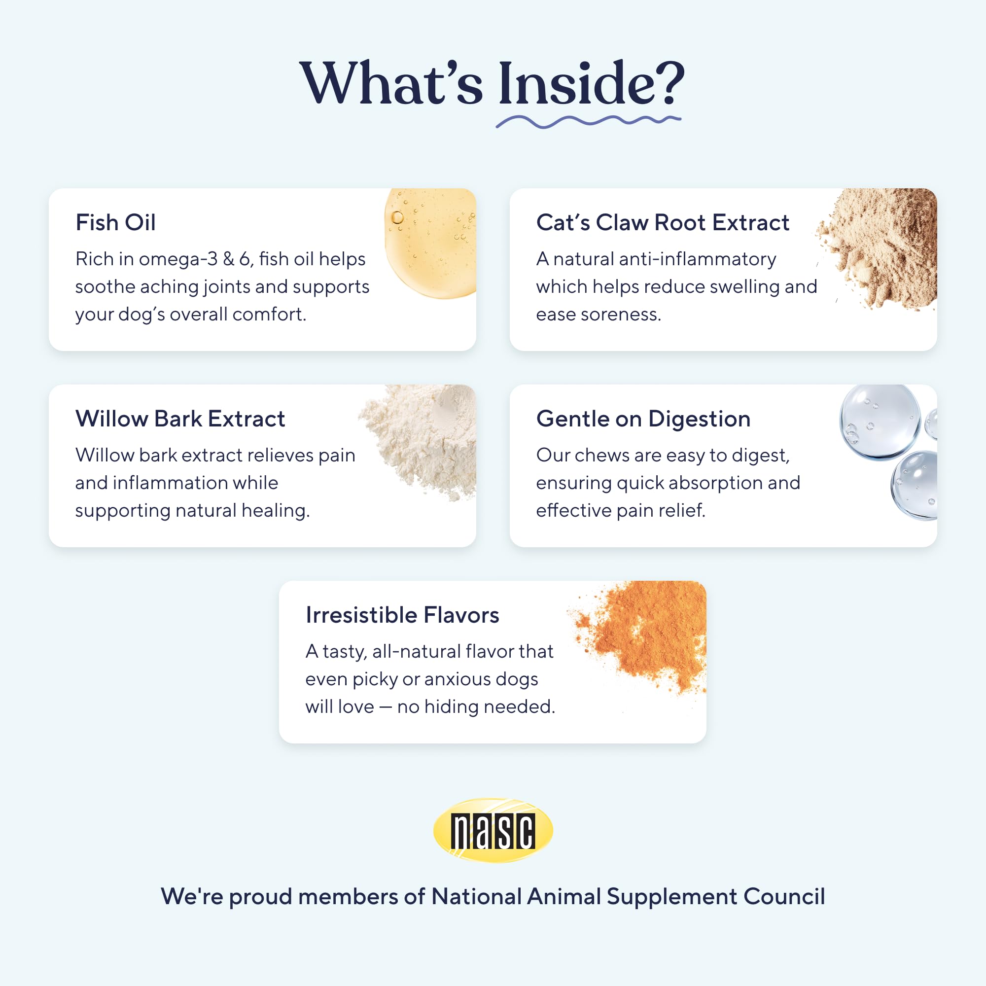 Pawfy masticable en mano para comparar tamaño y dosificación