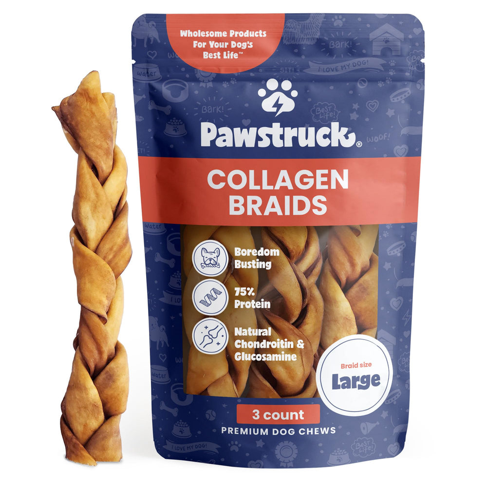 Pawstruck trenza frontal empacado mostrando paquete y beneficio durabilidad