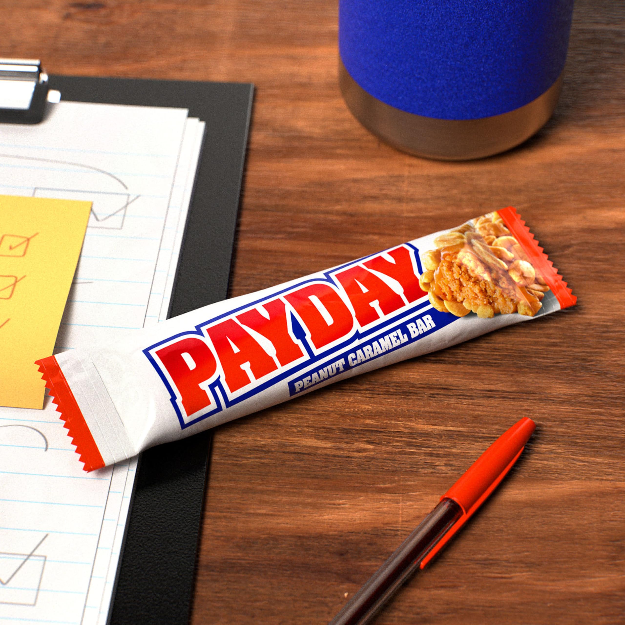 PAYDAY barra abierta con caramelo visible y textura masticable atractiva