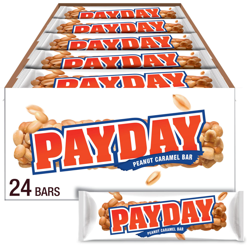 PAYDAY frente de la caja mostrando 24 barras y conveniencia para eventos