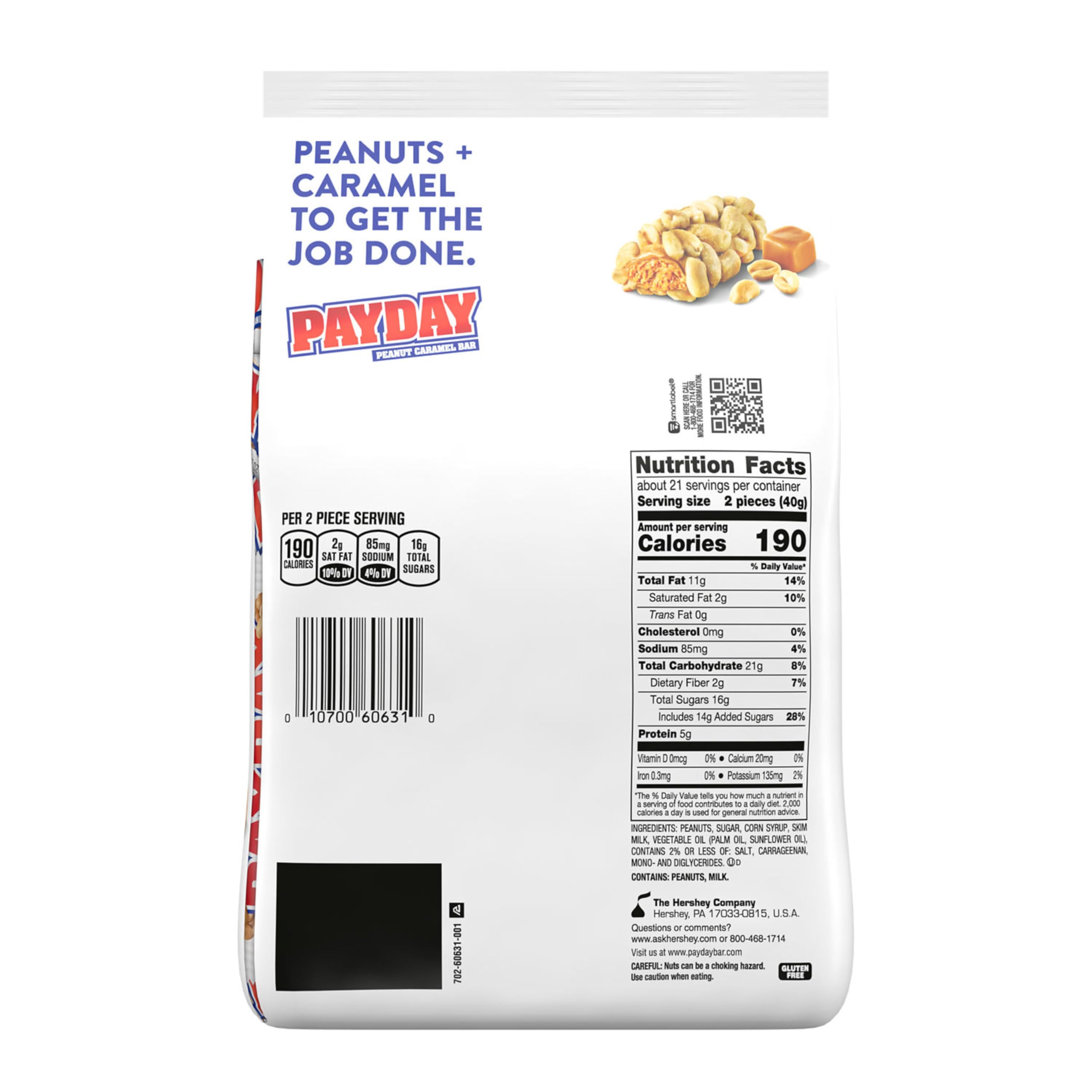 PayDay primer plano de cacahuates crujientes y caramelo apetitoso