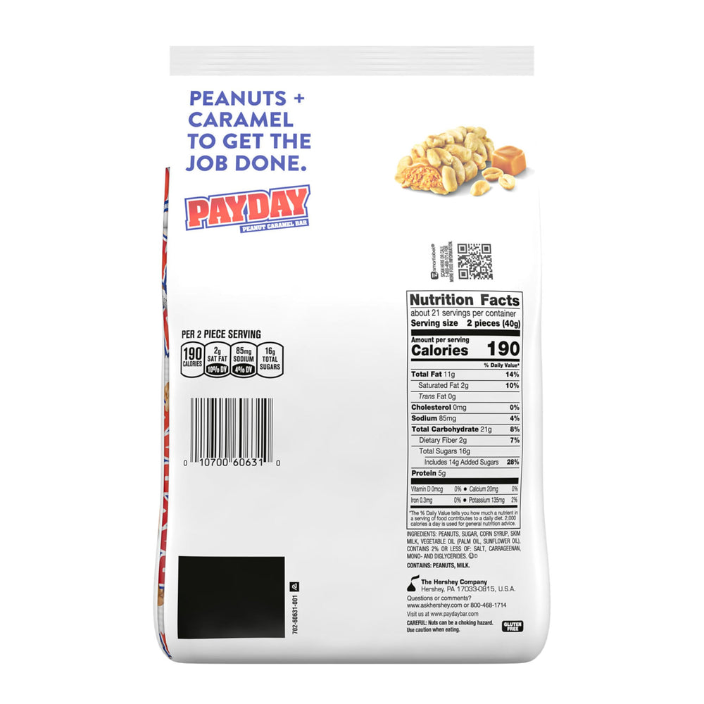 PayDay primer plano de cacahuates crujientes y caramelo apetitoso