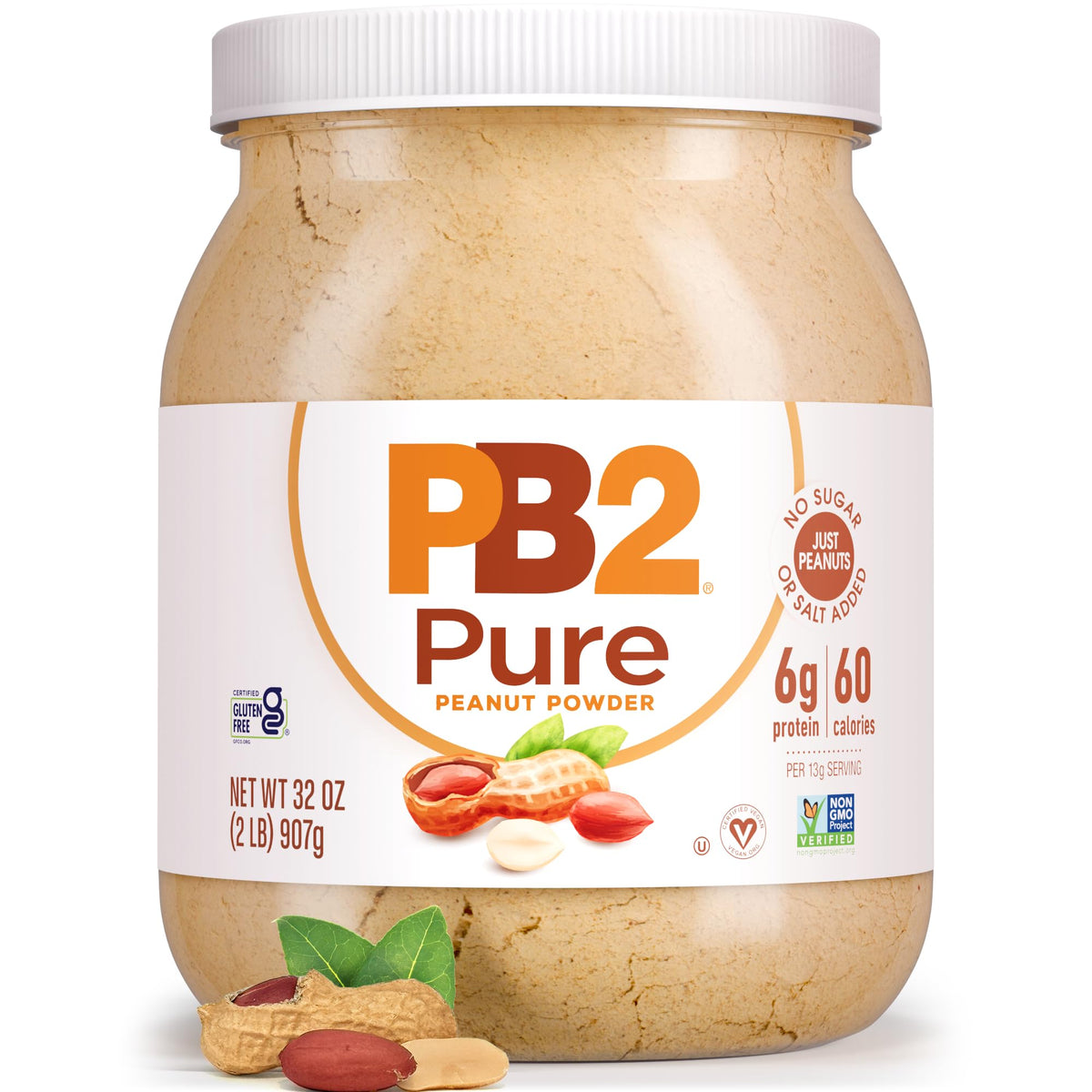 PB2 envase frontal de 2 lb mostrando presentación y ahorro