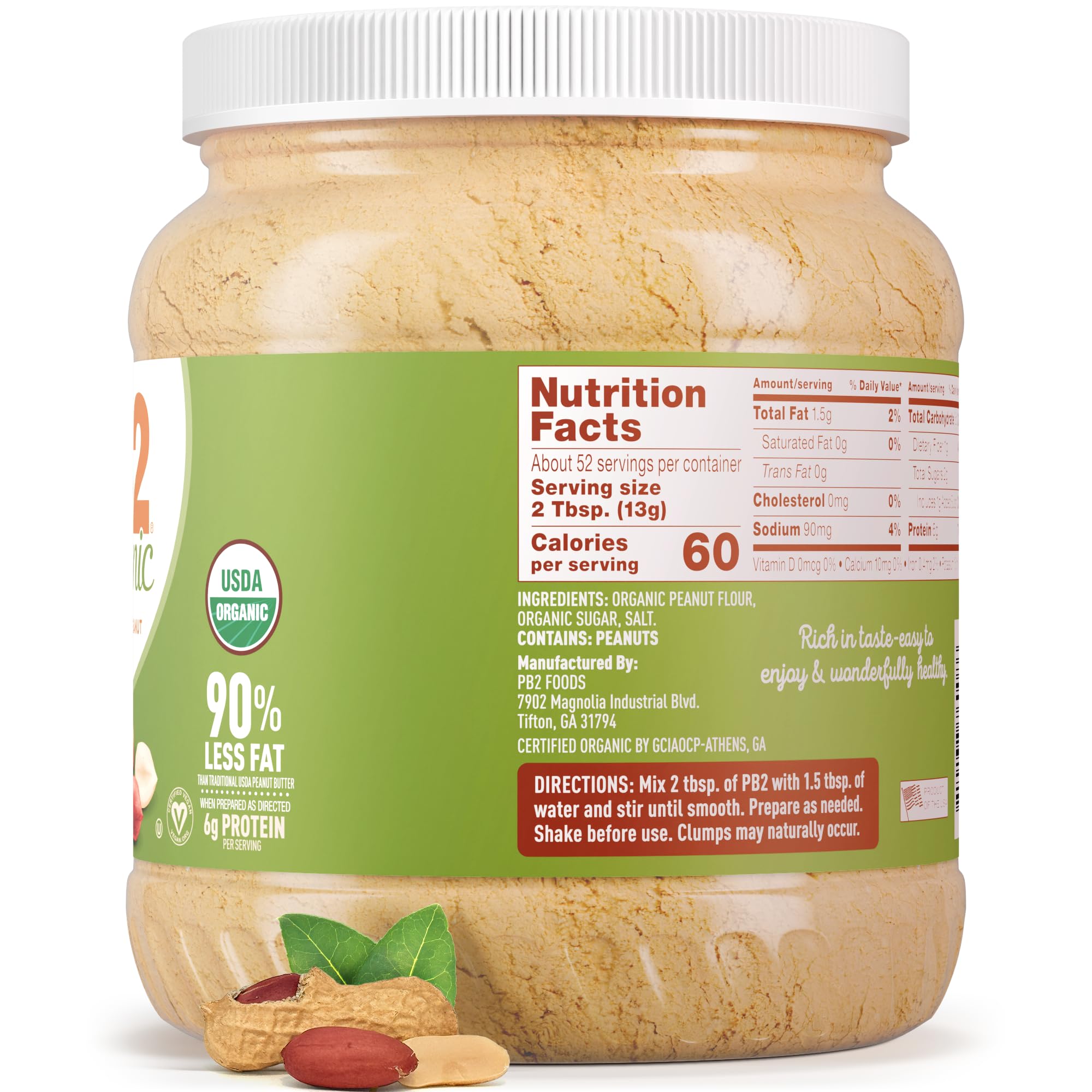 PB2 polvo usado en encimera con recetas saludables preparadas