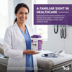 PDI Super Sani-Cloth toallita desplegada para mostrar cobertura