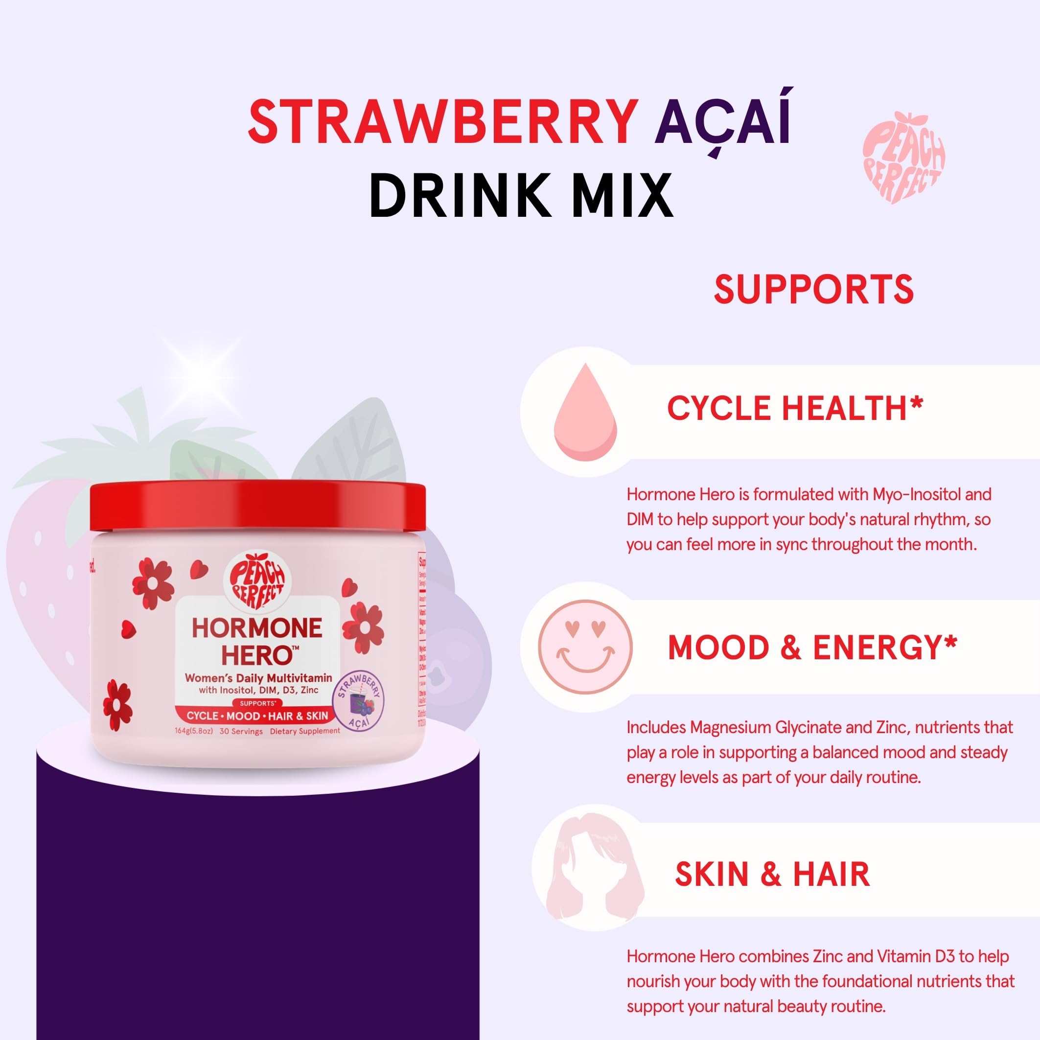 Peach Perfect etiqueta con ingredientes y datos nutricionales claros