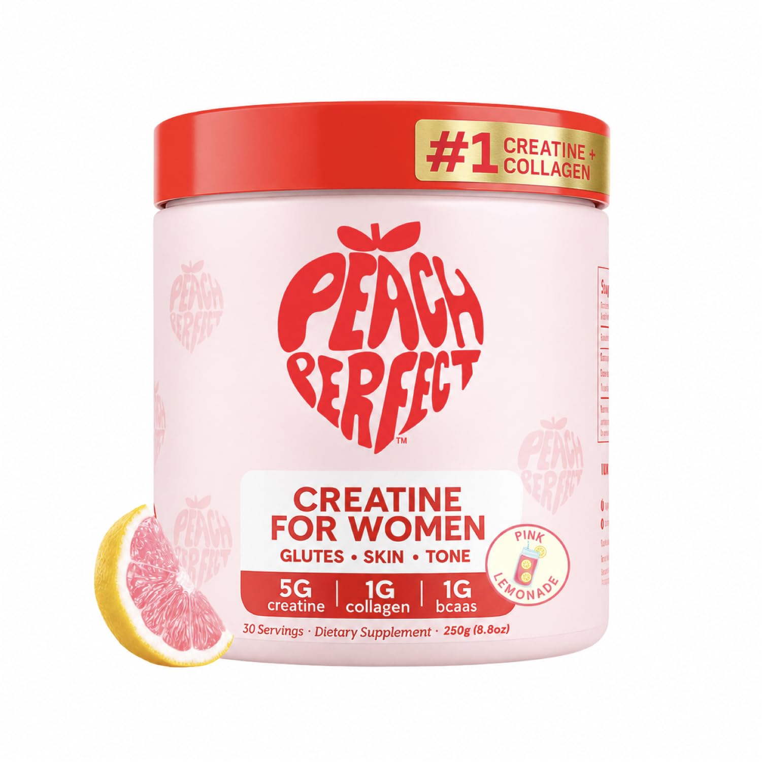 Peach Perfect frente del envase mostrando diseño y beneficios