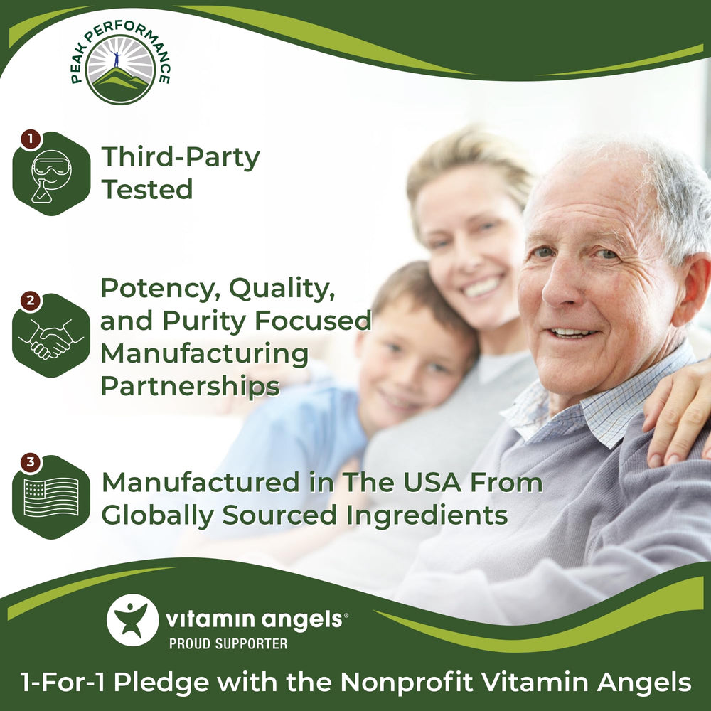 Peak Performance cucharada de polvo vertida en batido color rojo, beneficio de mezcla rápida
