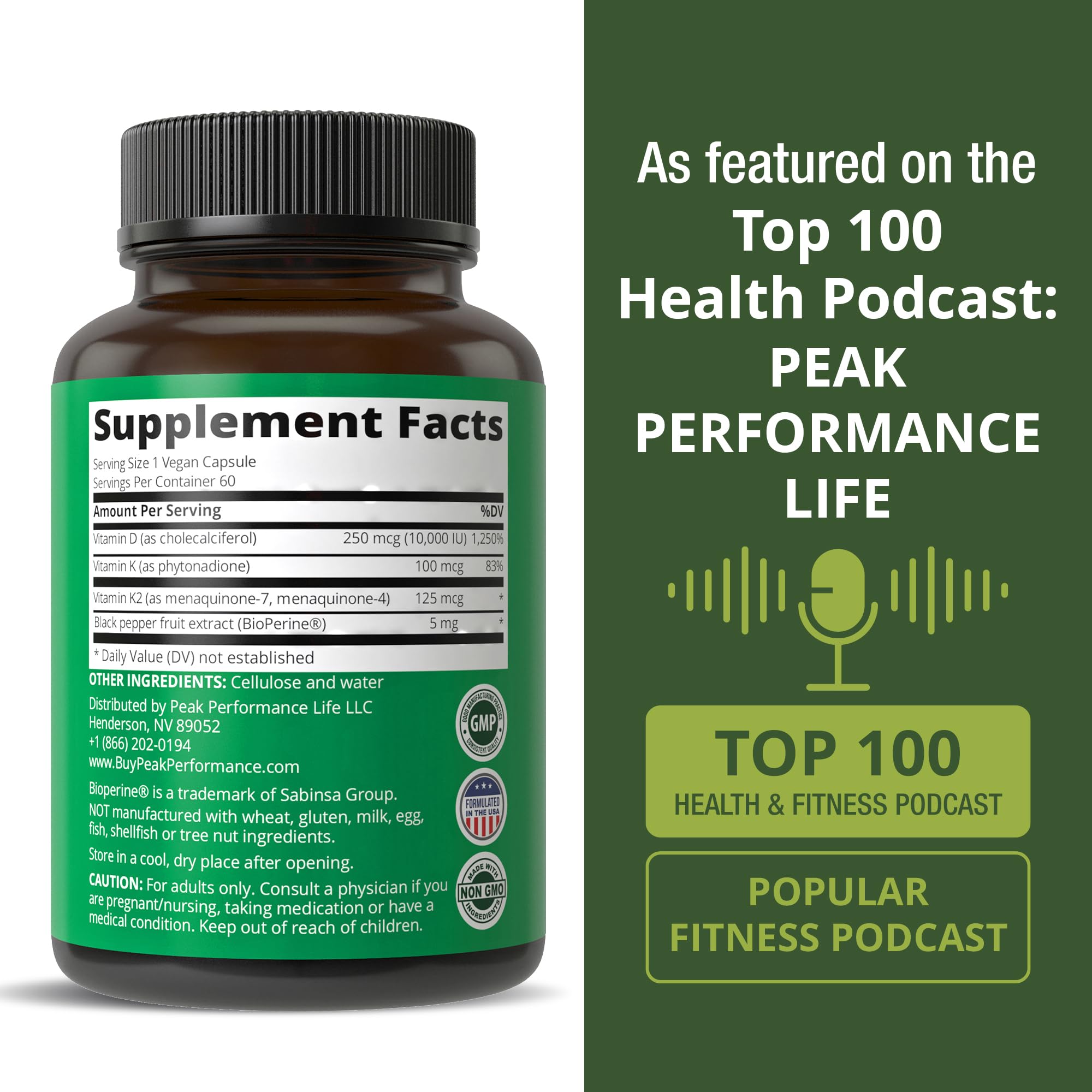 Peak Performance suplemento en mesa junto a alimentos para toma diaria