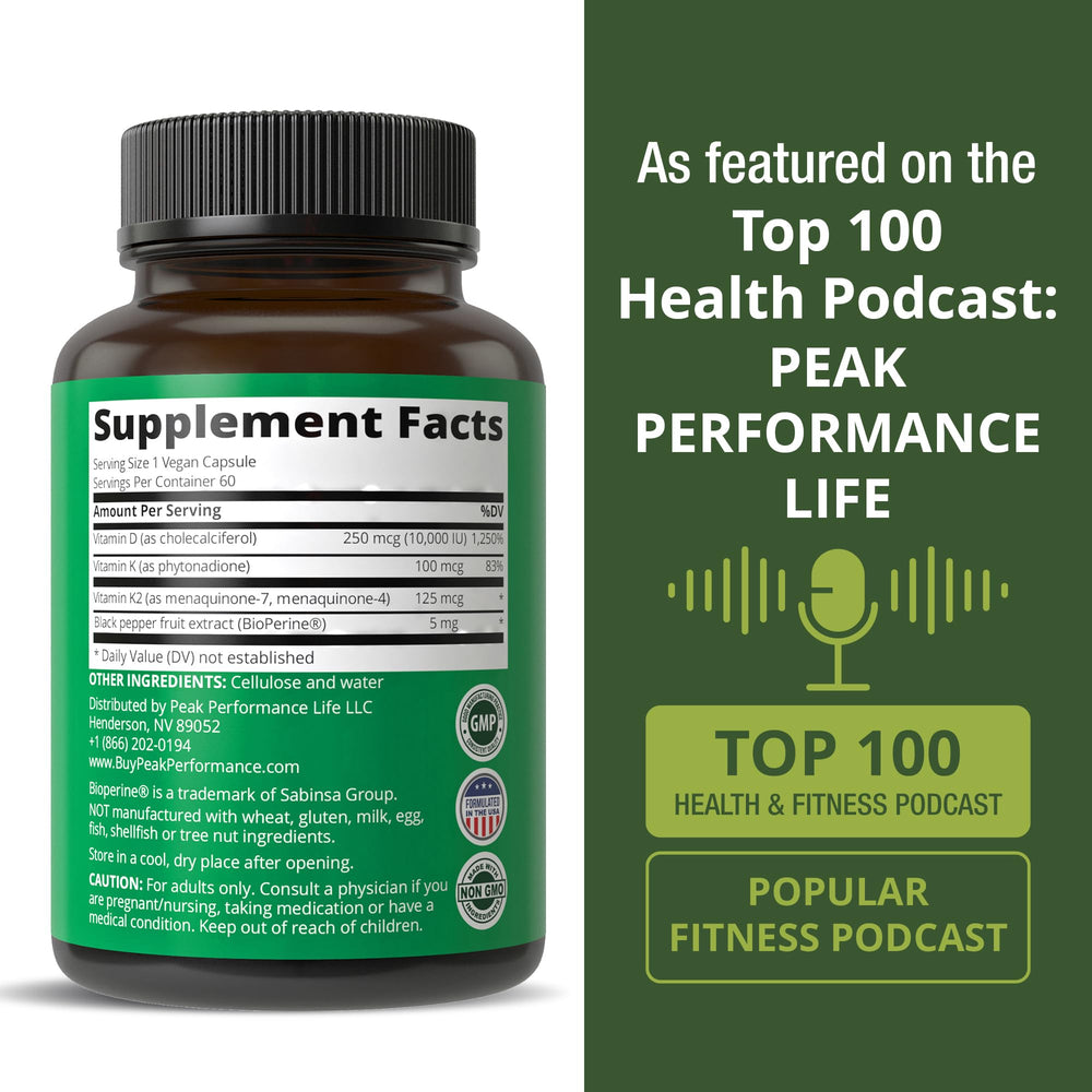 Peak Performance suplemento en mesa junto a alimentos para toma diaria