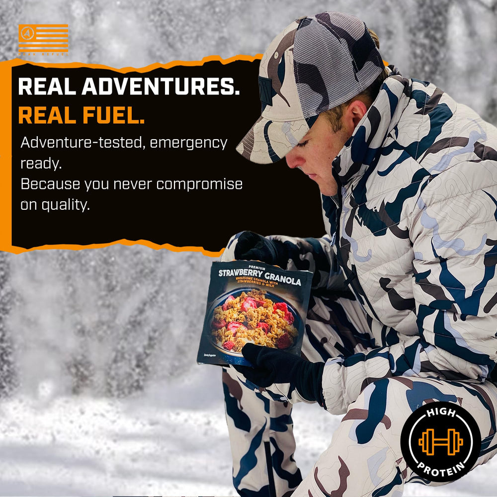 Peak Refuel desayuno servido en exterior ideal para mochileros