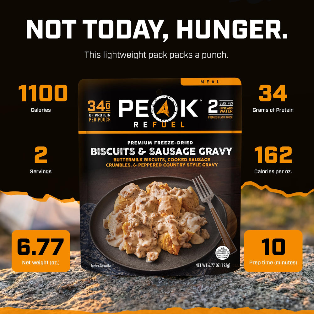 Peak Refuel galletas troceadas antes de añadir agua, preparación fácil