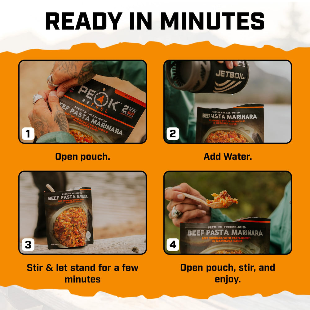 Peak Refuel ingredientes liofilizados extendidos que muestran calidad