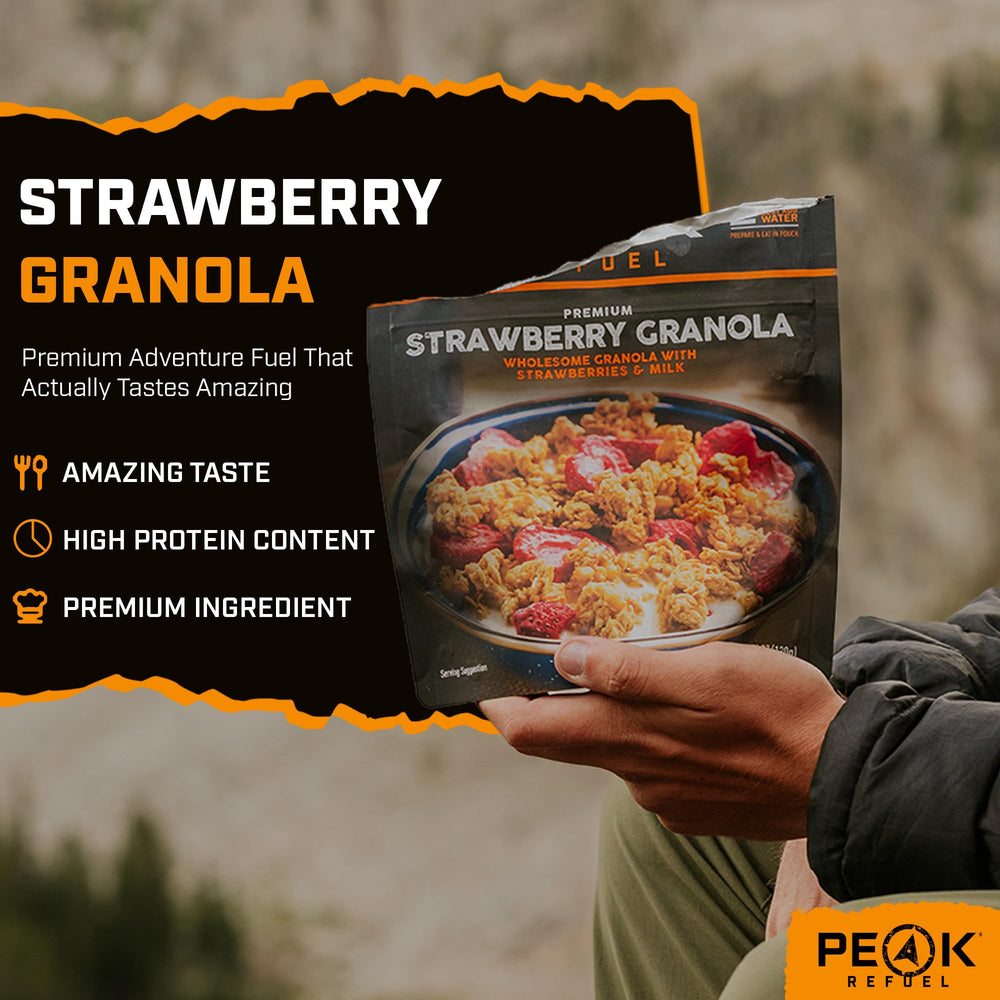 Peak Refuel primer plano de la textura de granola, conservación del crujiente