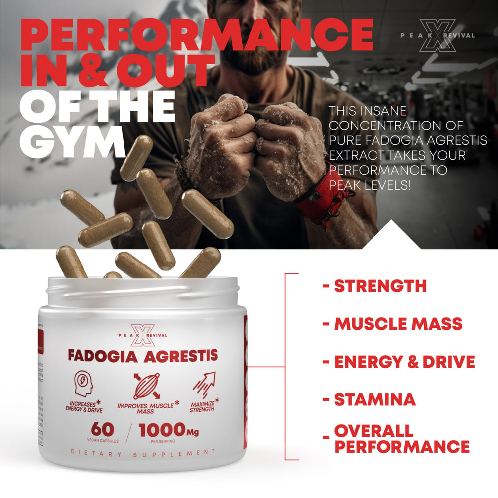 Peak Revival-X suplemento en manos de un hombre después de entrenar para energía