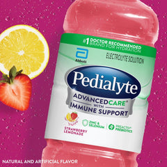 Pedialyte AdvancedCare textura rosa limón y aspecto claro refrescante