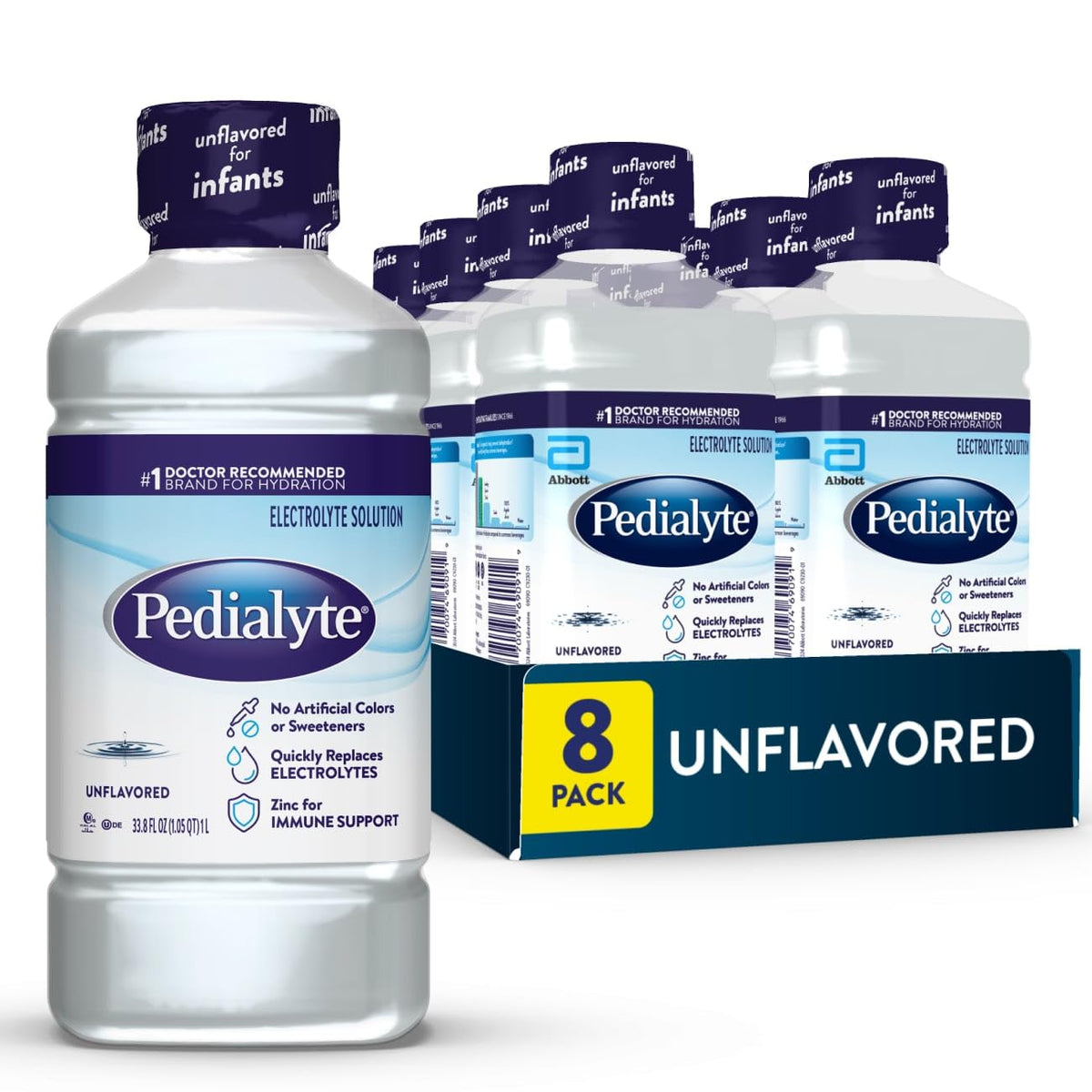 Pedialyte botella 1 L al frente mostrando la marca Pedialyte y su formato práctico