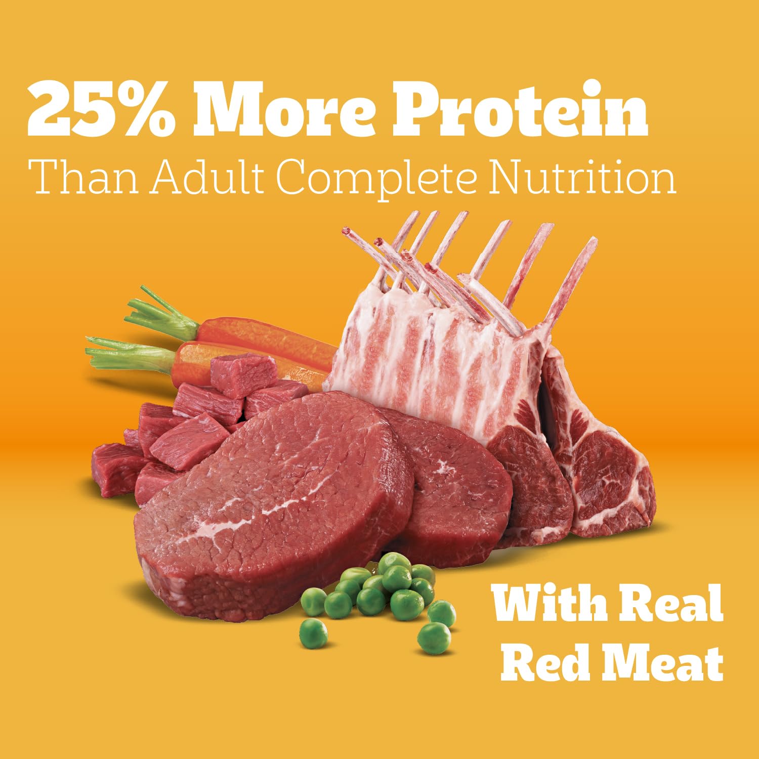 Pedigree bag nutrition label visible, highlights 36 nutrients