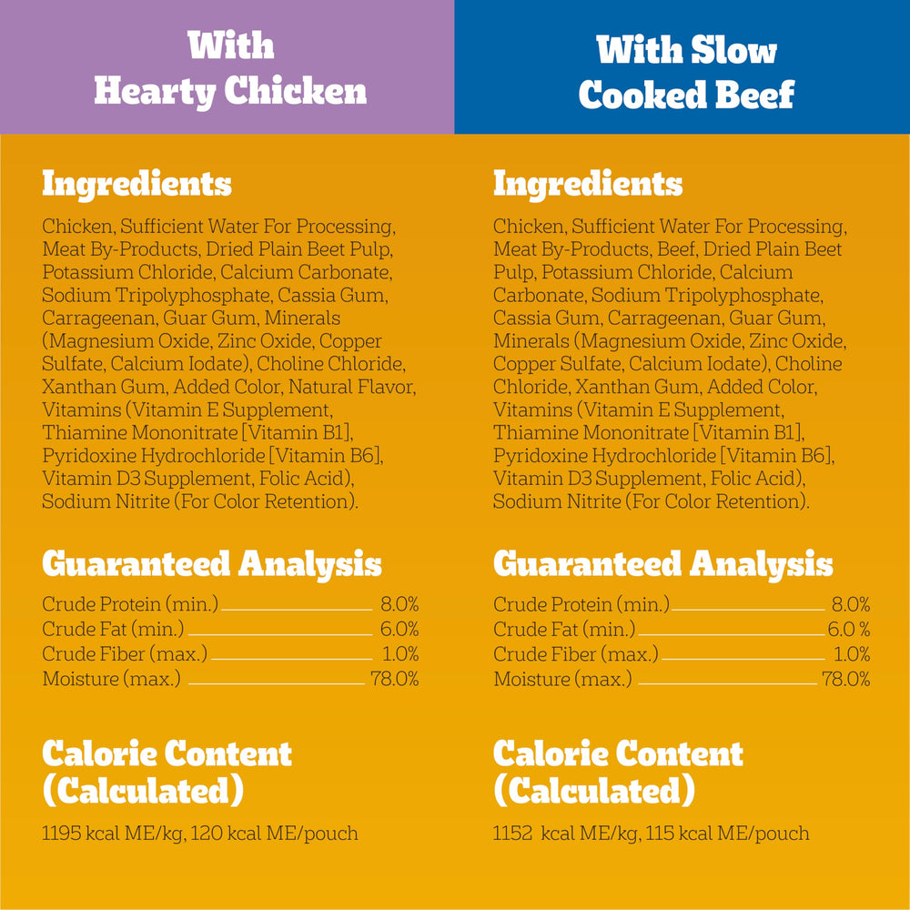 Pack completo de 18 sobres Pedigree Chopped Dinner apilados y listos para usar