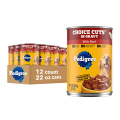 Pedigree lata frente mostrando la marca y diseño atractivo