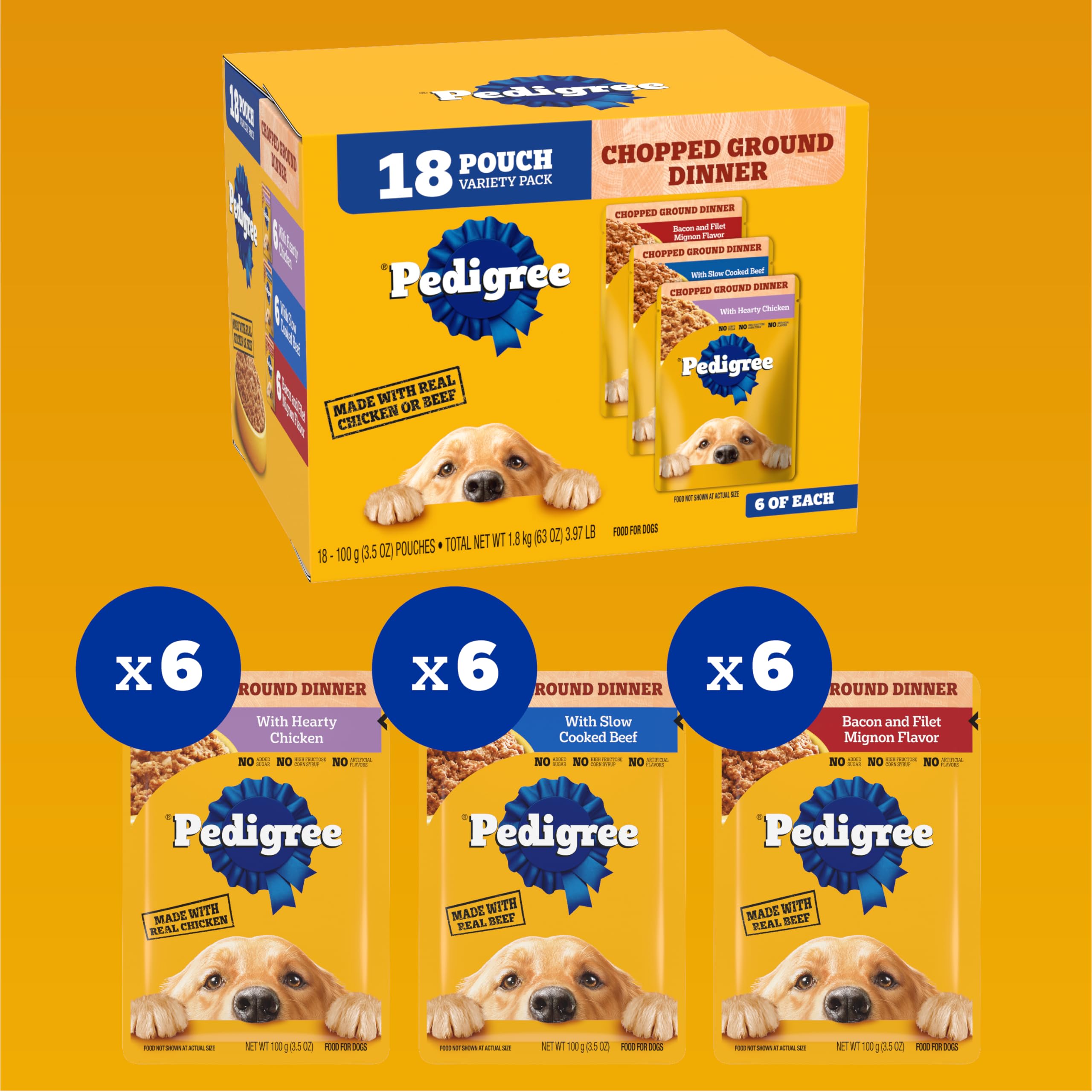 Pedigree sobre abierto mezclado con croquetas para mayor aceptación