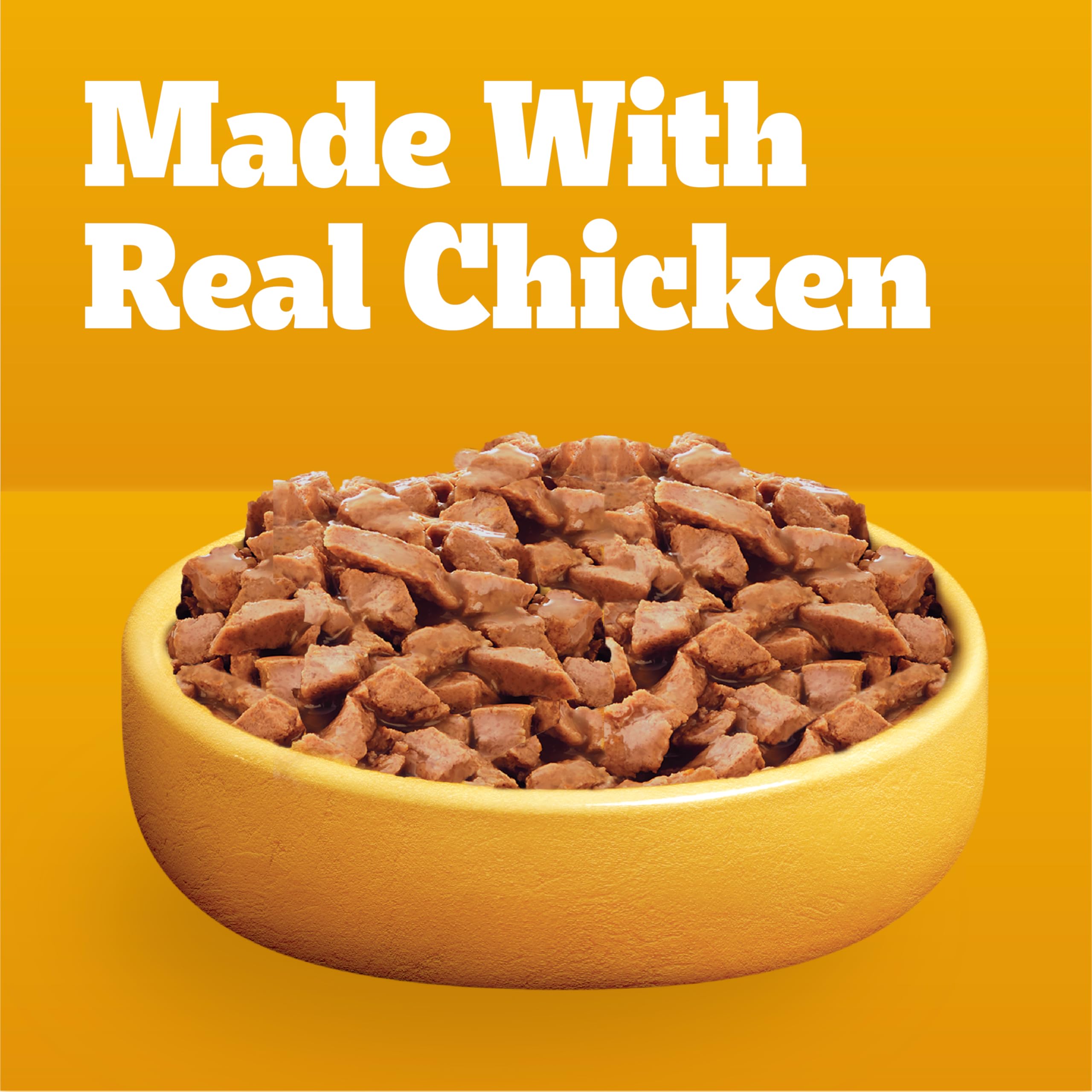 Pedigree paquete junto a una mano para comparar tamaño y conveniencia