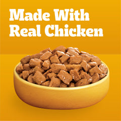 Pedigree trozos de pollo cerca que aportan proteína real y sabor