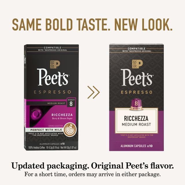 Peet's cápsula vista superior enfocando la textura y sello hermético