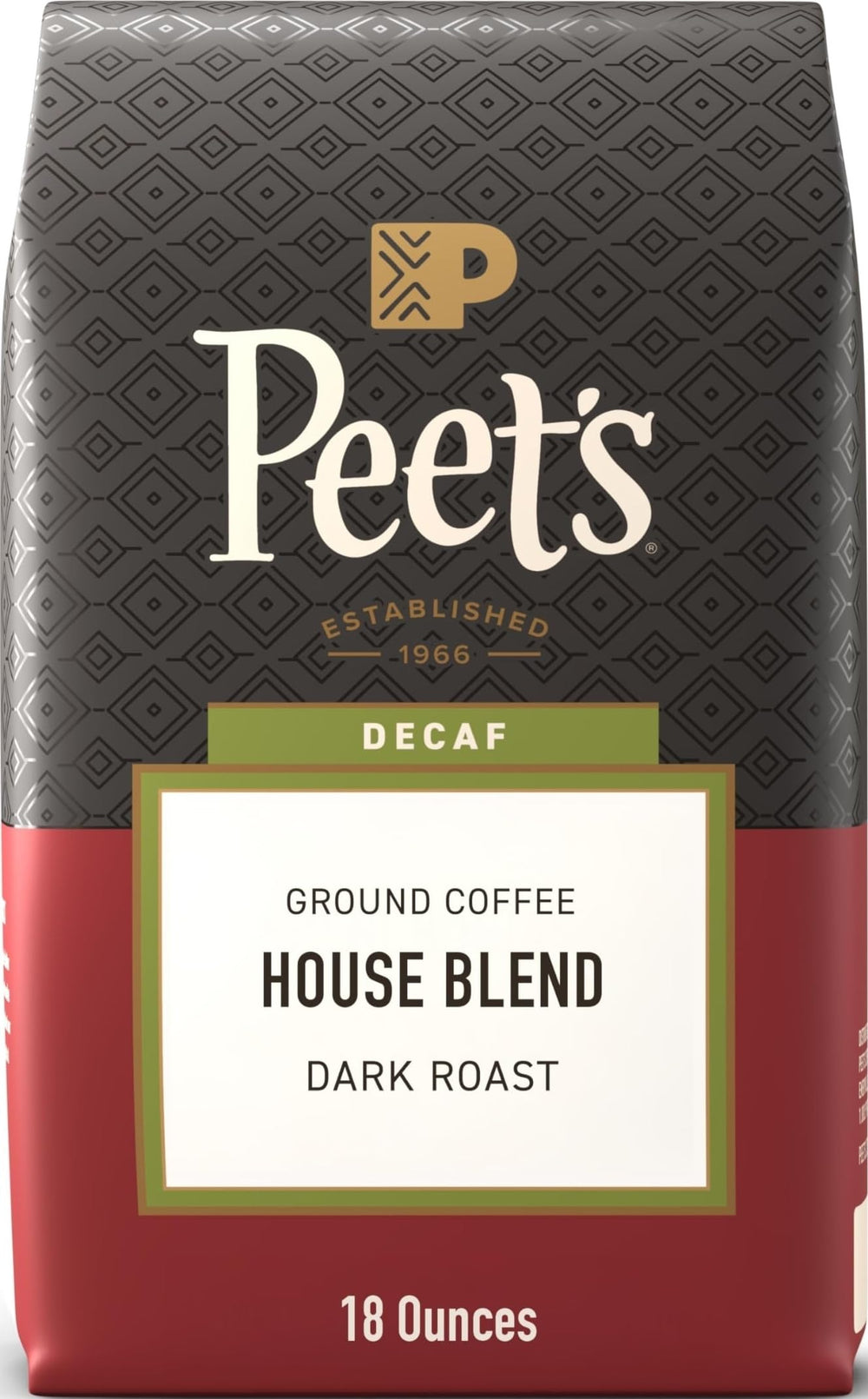 Peet's Coffee bolsa frente mostrando marca y diseño, facilidad de identificación