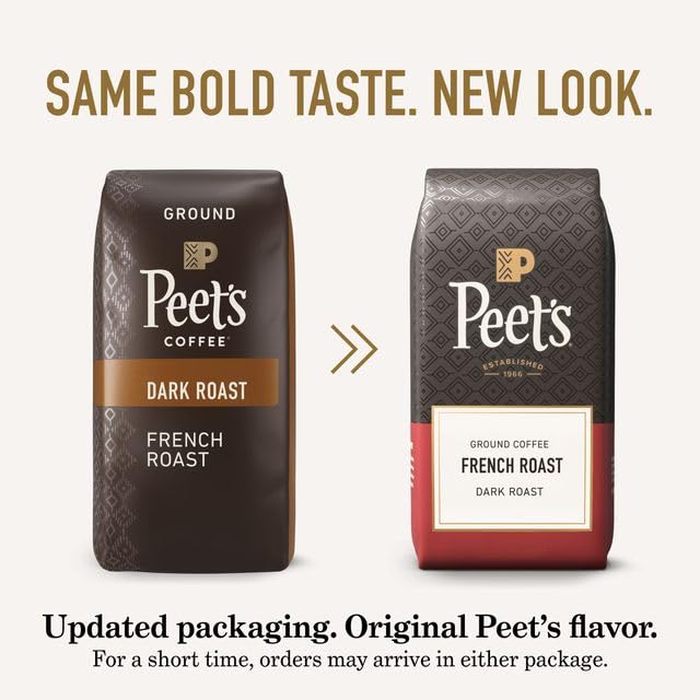 Peet's Coffee taza preparada en encimera indicando uso doméstico fácil